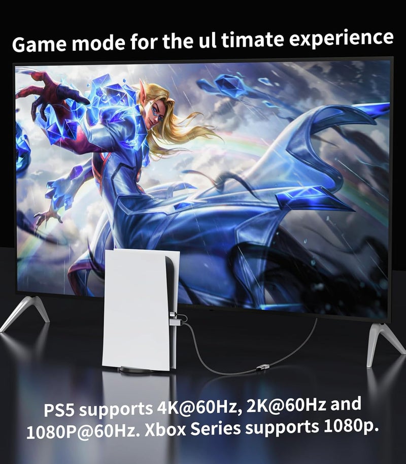 REBORN Active HDMI to DisplayPort Adapter | 4K@60Hz Converter Unidirectional HDMI Source to DP Display HDR Compatible with Laptop,AMD,NVIDIA,PS5,Xbox and More - Image 3